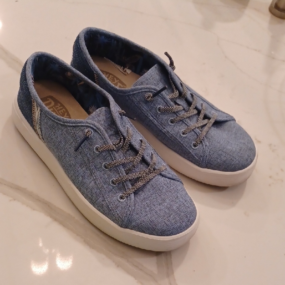 Hey Dude Cody Craft Denim Blue Slip Casual Denim Blue Sz 8